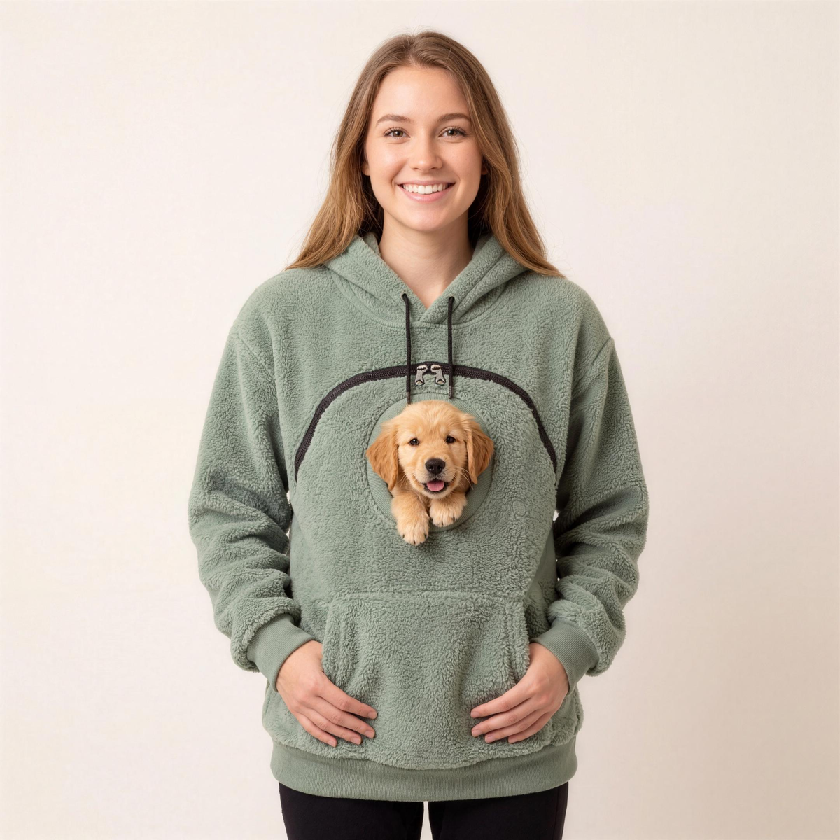 PawPouch™ Pet Carrier Hoodie – Cozy Sherpa Hoodie With Built-In Pet Pouch