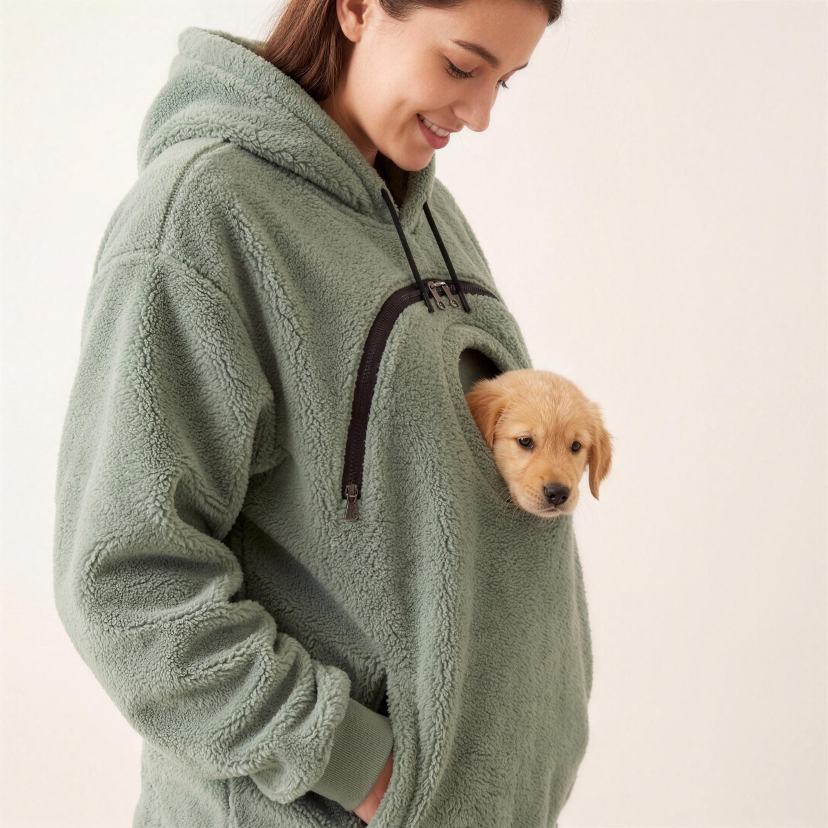 PawPouch™ Pet Carrier Hoodie – Cozy Sherpa Hoodie With Built-In Pet Pouch