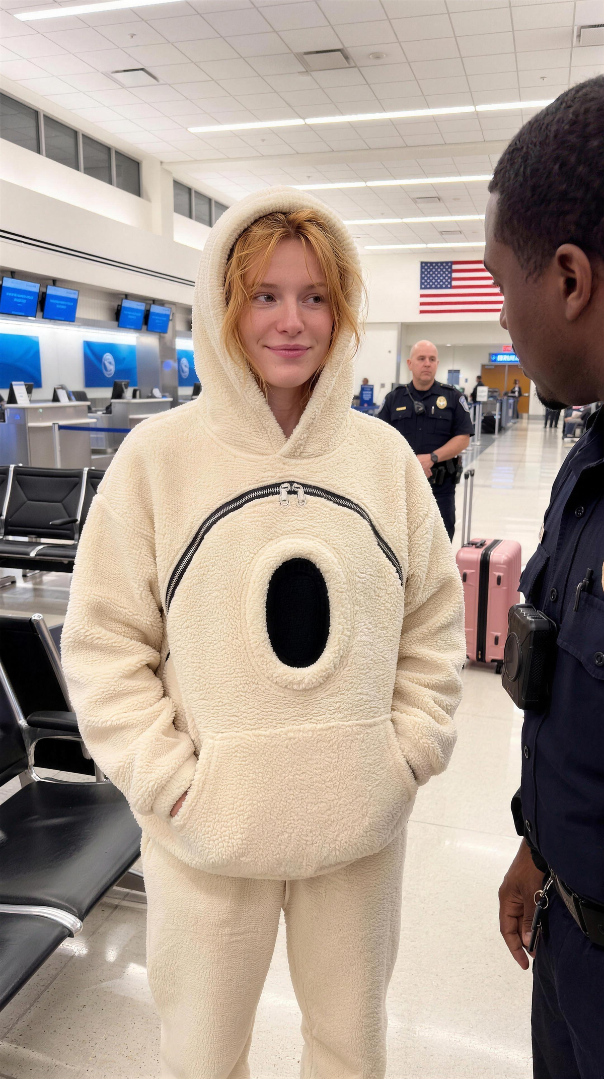 PawPouch pet carrier hoodie with puppy peeking out