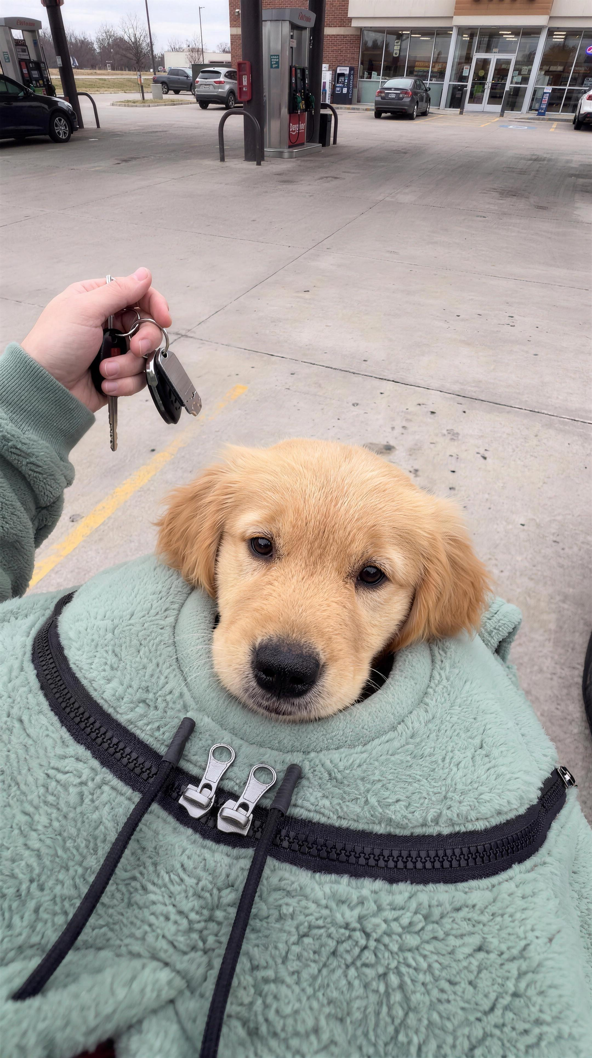 PawPouch pet carrier hoodie with puppy peeking out