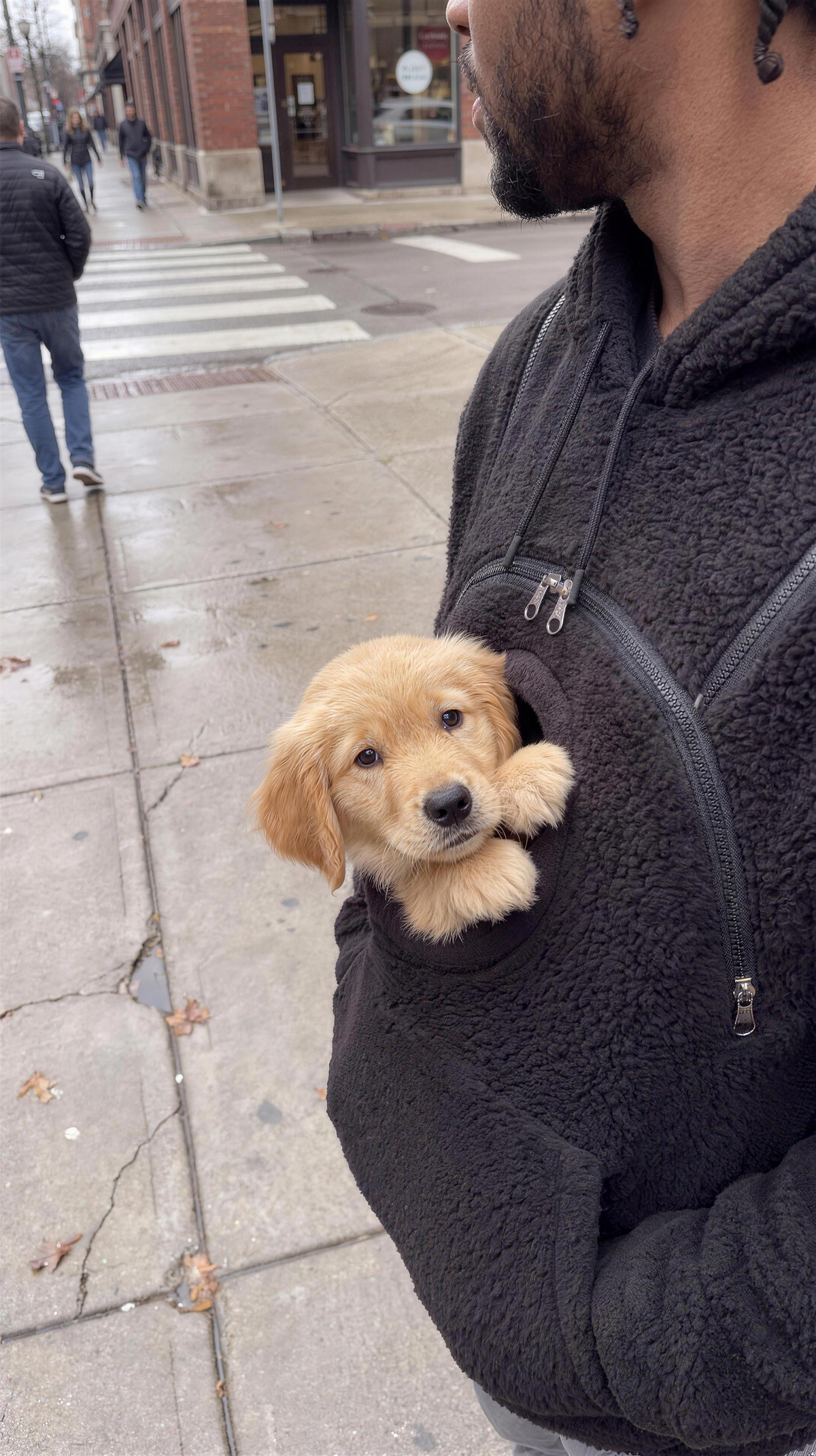 PawPouch pet carrier hoodie with puppy peeking out